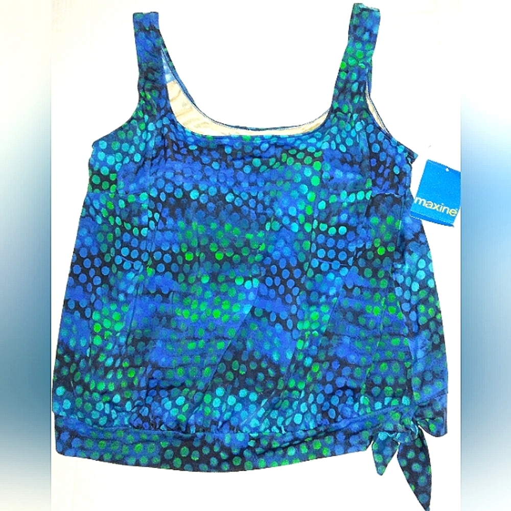 ☆NWT☆MAXINE OF HOLLYWOOD☆Plus Size 20W Beautiful & Slimming Blouson Tankini Top☆